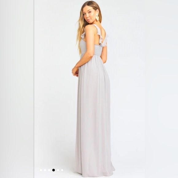Show Me Your Mumu June Maxi Bridesmaid Dress in Dove Grey Chiffon - Picture 5 of 6